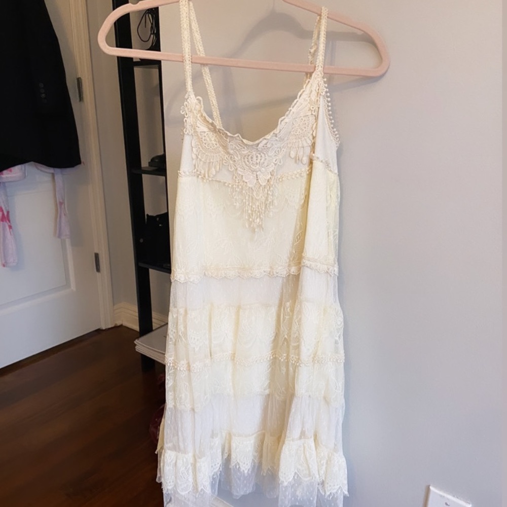 American Rag White Lace Crochet Mini Dress